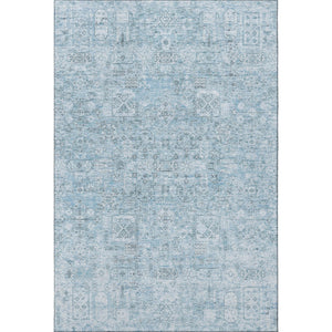 HomeRoots 9' Sky Blue Floral Area Rug - Elegant Washable Design with UV Protection & Stain Resistance for Homes 651207