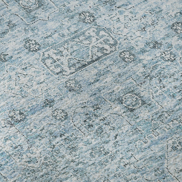 HomeRoots 10' Sky Blue and Ivory Floral Area Rug - Durable, Washable, UV-Protected, Kid & Pet Friendly Design! 651208