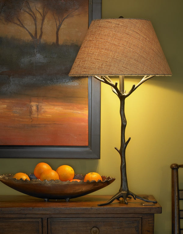 Wildwood Sprig's Sculptural Table Lamp With Cubist Tree Silhouette, Dark Bronze Finish For Ambient Glow Brown 65121