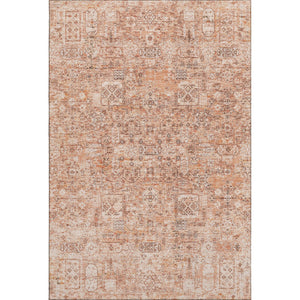 HomeRoots 5' Salmon Gray & Ivory Floral Area Rug - Washable, UV Protected, Stain Resistant & Non-Slip Design 651210