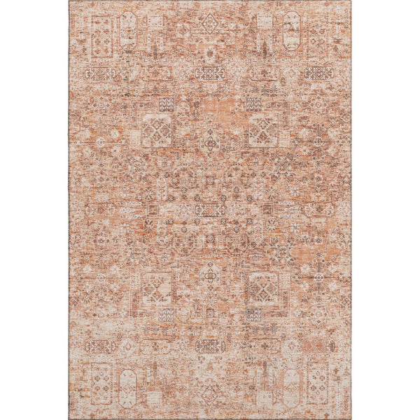 HomeRoots 5' Salmon Gray & Ivory Floral Area Rug - Washable, UV Protected, Stain Resistant & Non-Slip Design 651210