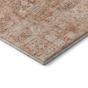 HomeRoots 5' Salmon Gray & Ivory Floral Area Rug - Washable, UV Protected, Stain Resistant & Non-Slip Design 651210