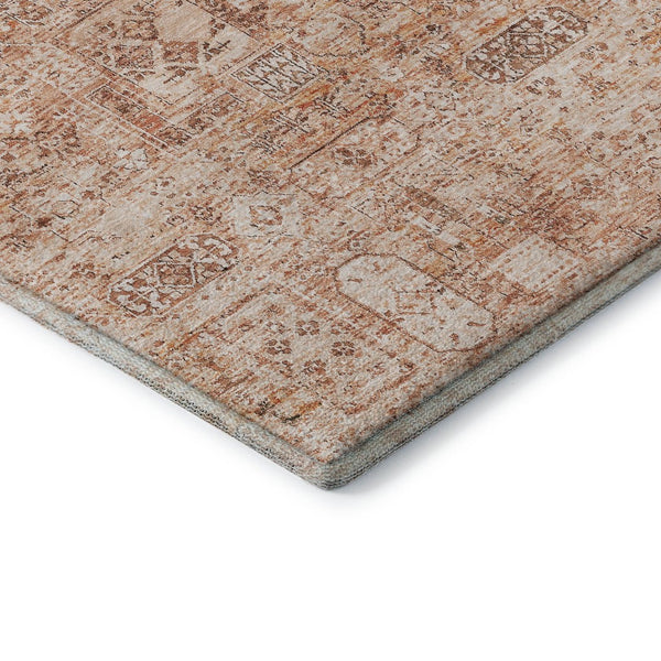HomeRoots 5' Salmon Gray & Ivory Floral Area Rug - Washable, UV Protected, Stain Resistant & Non-Slip Design 651210