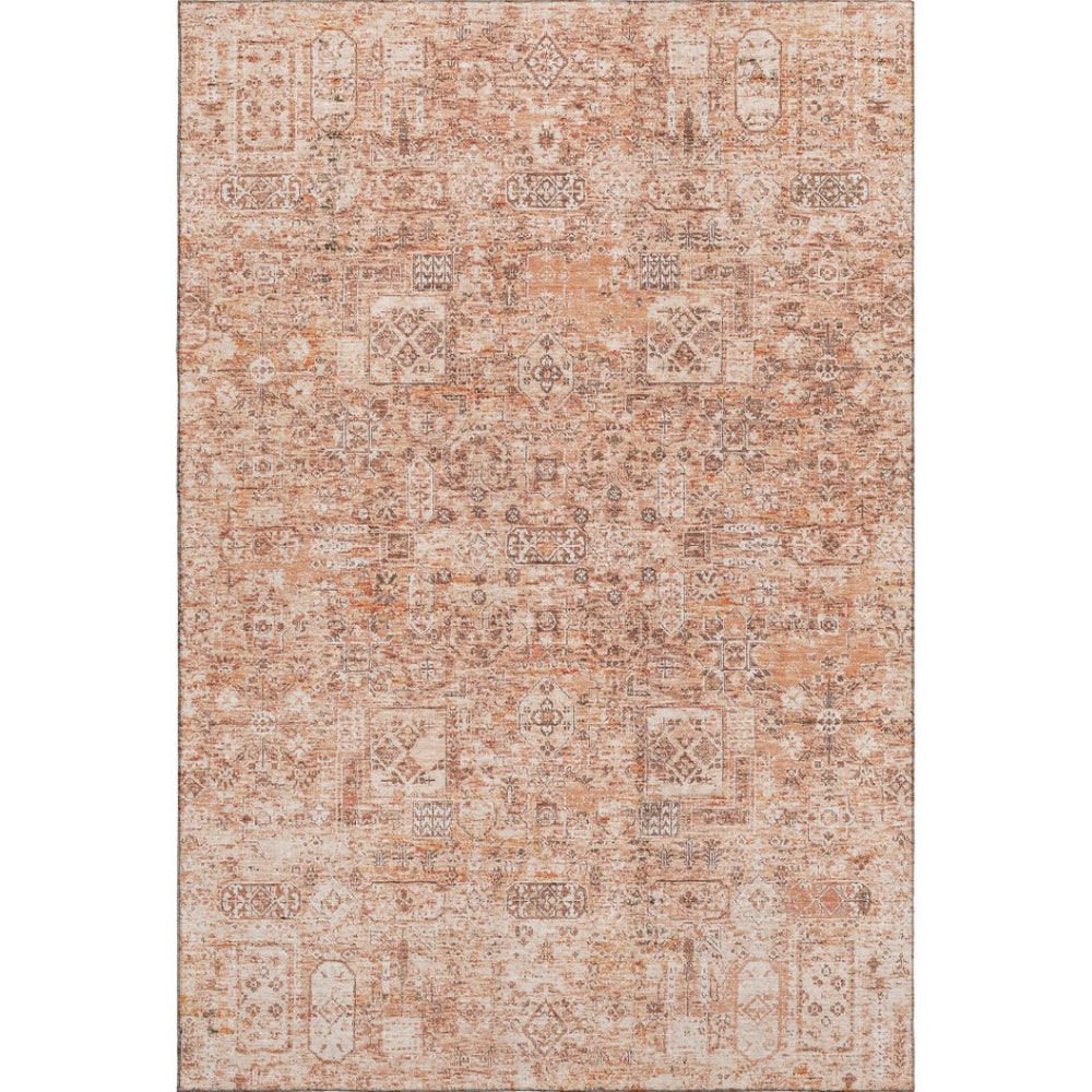 HomeRoots 9' x 12' Salmon Gray Ivory Floral Area Rug - Stain Resistant, UV Protected, Durable & Easy Care 651213