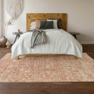 HomeRoots 9' x 12' Salmon Gray Ivory Floral Area Rug - Stain Resistant, UV Protected, Durable & Easy Care 651213