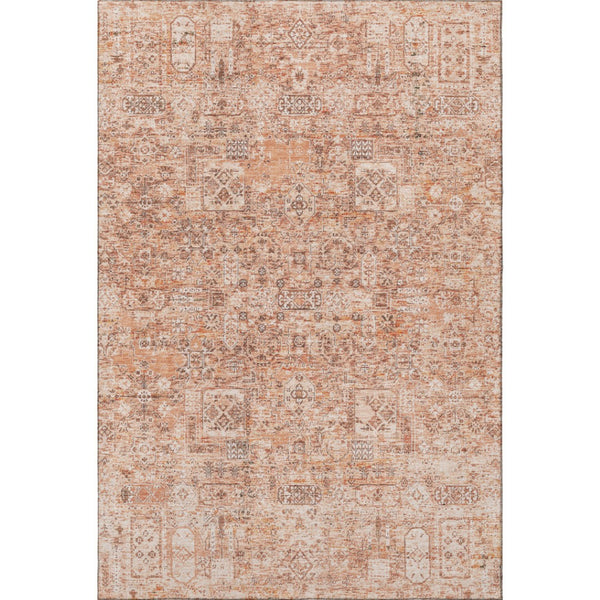 HomeRoots 9' x 12' Salmon Gray Ivory Floral Area Rug - Stain Resistant, UV Protected, Durable & Easy Care 651213