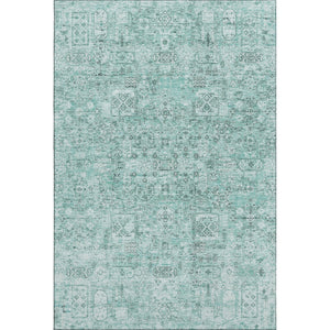HomeRoots 5' X 8' Teal And Ivory Floral Area Rug - Durable, Stain Resistant, UV Protected for Everyday Use 651216