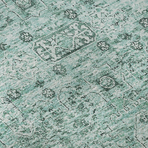 HomeRoots 5' X 8' Teal And Ivory Floral Area Rug - Durable, Stain Resistant, UV Protected for Everyday Use 651216