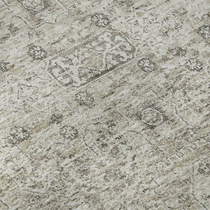 HomeRoots 5' X 8' Floral Taupe & Ivory Washable Area Rug with UV Protection for Family-Friendly Spaces 651222