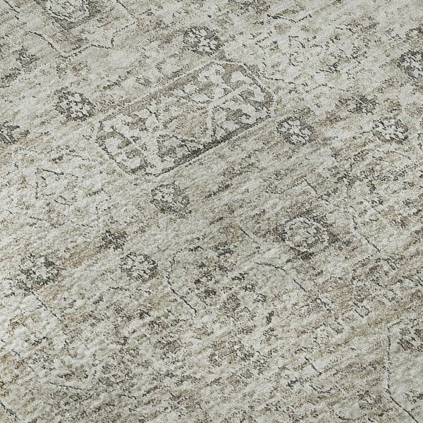 HomeRoots 5' X 8' Floral Taupe & Ivory Washable Area Rug with UV Protection for Family-Friendly Spaces 651222