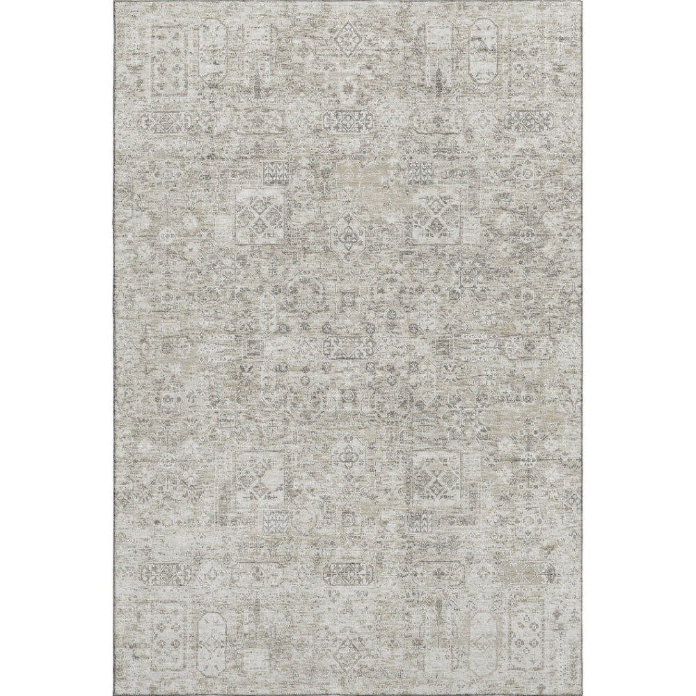 HomeRoots 8' X 10' Elegant Taupe & Ivory Floral Area Rug – Stain-Resistant, UV Protected for Everyday Living 651224