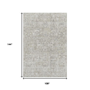 HomeRoots 9' X 12' Floral Area Rug in Taupe and Ivory - Durable, Washable, UV Protected for Stylish Homes 651225