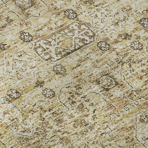 HomeRoots 5' X 8' Washable Floral Area Rug in Wheat Gray & Ivory - Stain-Resistant & UV Protected Design 651228