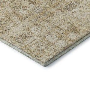 HomeRoots 9' X 12' Wheat Gray & Ivory Floral Area Rug - Washable, UV Protected, Stain Resistant for Homes 651231