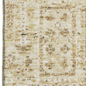 HomeRoots 9' X 12' Wheat Gray & Ivory Floral Area Rug - Washable, UV Protected, Stain Resistant for Homes 651231