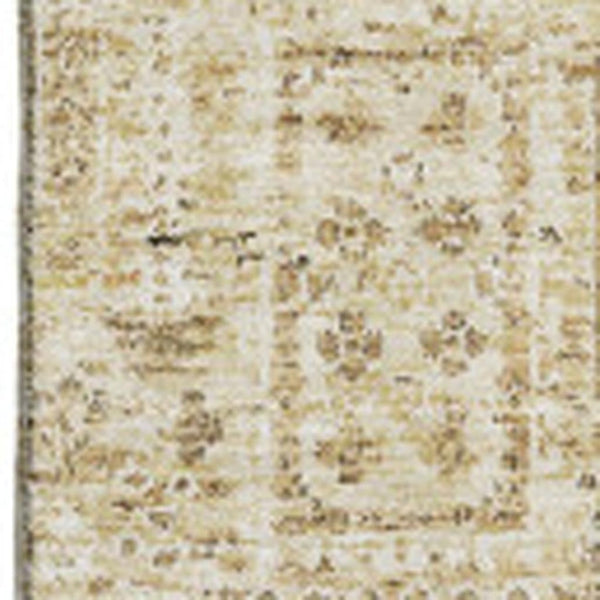 HomeRoots 9' X 12' Wheat Gray & Ivory Floral Area Rug - Washable, UV Protected, Stain Resistant for Homes 651231