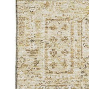 HomeRoots 9' X 12' Wheat Gray & Ivory Floral Area Rug - Washable, UV Protected, Stain Resistant for Homes 651231