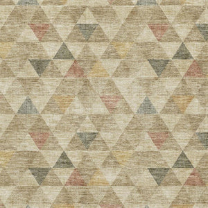 HomeRoots 5' X 8' Beige Red & Salmon Geometric Area Rug - Washable, UV Protected, Stylish, Durable & Easy Care 651234
