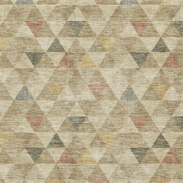 HomeRoots 5' X 8' Beige Red & Salmon Geometric Area Rug - Washable, UV Protected, Stylish, Durable & Easy Care 651234