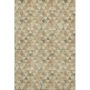 HomeRoots 9' X 12' Stylish Beige, Red & Salmon Geometric Washable Area Rug with UV Protection for Durability 651237