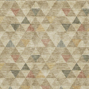 HomeRoots 9' X 12' Stylish Beige, Red & Salmon Geometric Washable Area Rug with UV Protection for Durability 651237