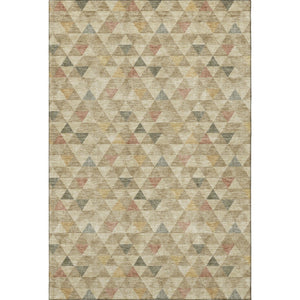 HomeRoots 10' Geometric Area Rug in Beige, Red & Salmon – Washable, UV-Protected, Durable for Busy Homes 651238