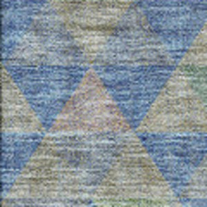 HomeRoots 5' X 8' Washable Blue Gold Gray Geometric Area Rug – UV Protected, Kid & Pet Friendly Design! 651240