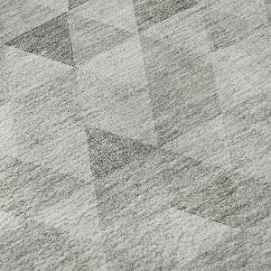 HomeRoots 5' X 8' Stylish Silver and Ivory Geometric Washable Area Rug with UV Protection for Family Spaces 651246