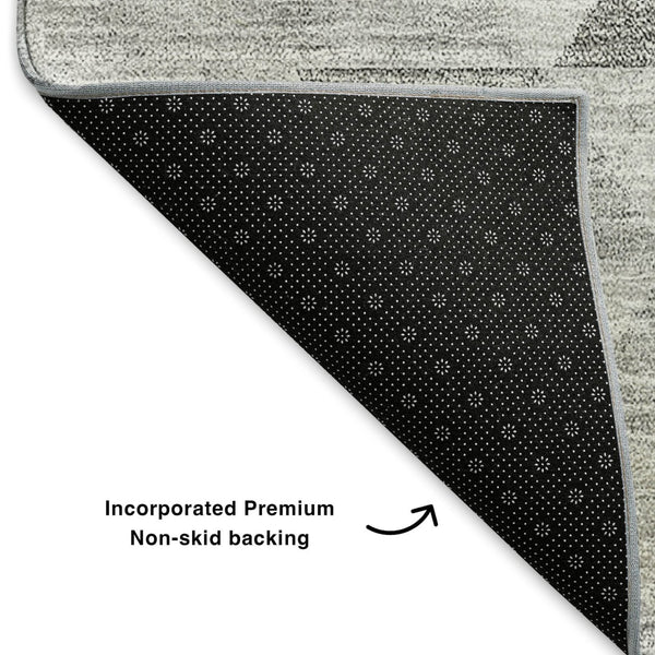 HomeRoots 8' X 10' Stylish Silver & Ivory Geometric Washable Area Rug with UV Protection for Busy Homes 651248