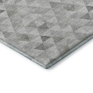 HomeRoots 8' X 10' Stylish Silver & Ivory Geometric Washable Area Rug with UV Protection for Busy Homes 651248