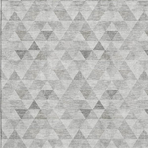 HomeRoots 8' X 10' Stylish Silver & Ivory Geometric Washable Area Rug with UV Protection for Busy Homes 651248