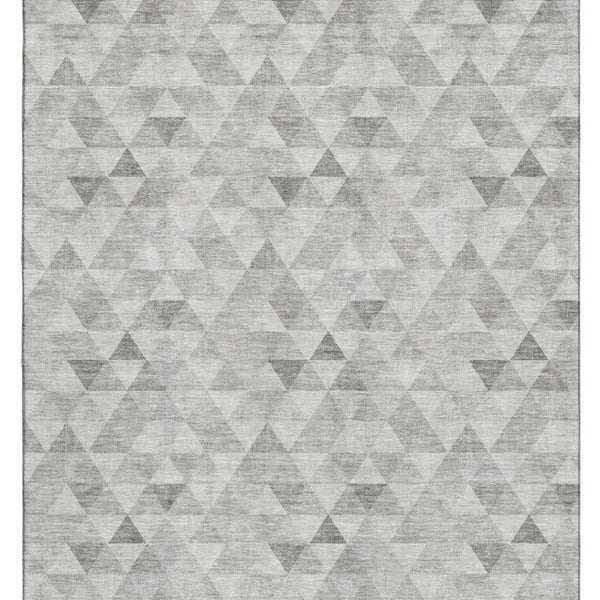 HomeRoots 8' X 10' Stylish Silver & Ivory Geometric Washable Area Rug with UV Protection for Busy Homes 651248