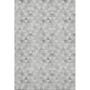 HomeRoots 9' X 12' Stylish Silver & Ivory Geometric Washable Area Rug with UV Protection for Busy Homes 651249