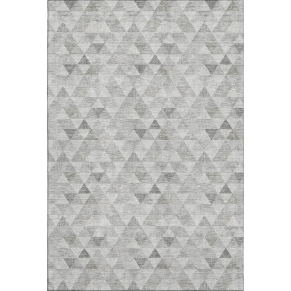 HomeRoots 9' X 12' Stylish Silver & Ivory Geometric Washable Area Rug with UV Protection for Busy Homes 651249