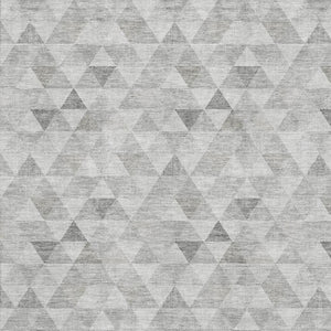HomeRoots 9' X 12' Stylish Silver & Ivory Geometric Washable Area Rug with UV Protection for Busy Homes 651249