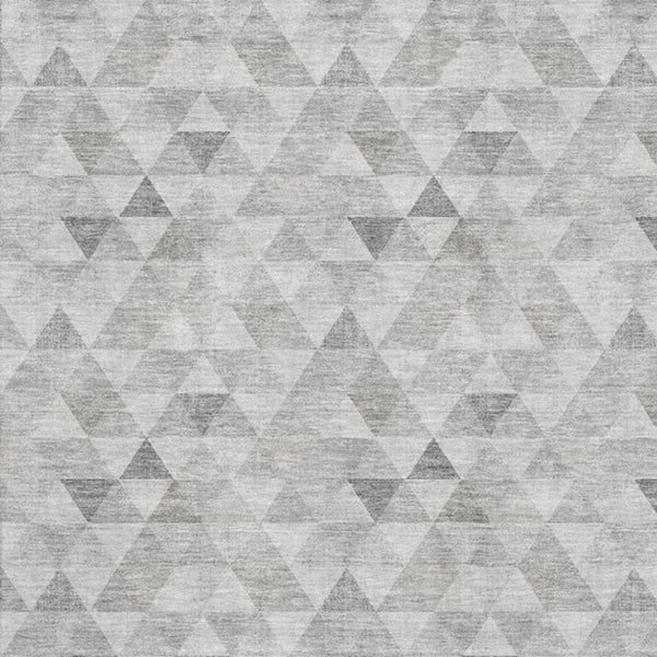 HomeRoots 9' X 12' Stylish Silver & Ivory Geometric Washable Area Rug with UV Protection for Busy Homes 651249