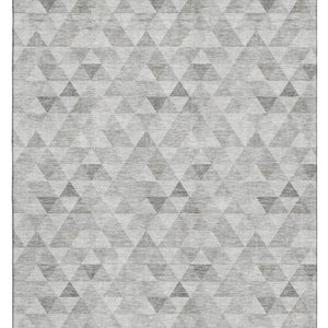 HomeRoots 9' X 12' Stylish Silver & Ivory Geometric Washable Area Rug with UV Protection for Busy Homes 651249