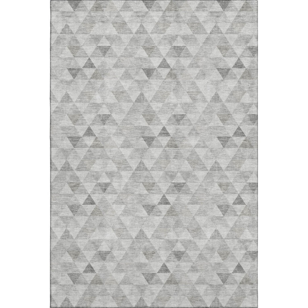 HomeRoots 10' Silver & Ivory Geometric Area Rug – Washable, UV-Protected, Durable Design for High-Traffic Rooms 651250
