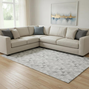 HomeRoots 10' Silver & Ivory Geometric Area Rug – Washable, UV-Protected, Durable Design for High-Traffic Rooms 651250