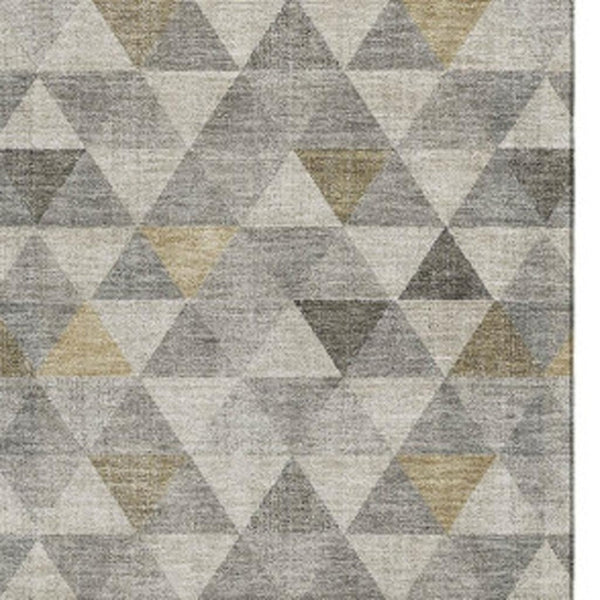 HomeRoots 5' X 8' Geometric Taupe Gold and Ivory Area Rug - Washable, Stain Resistant & UV Protected for Homes 651252