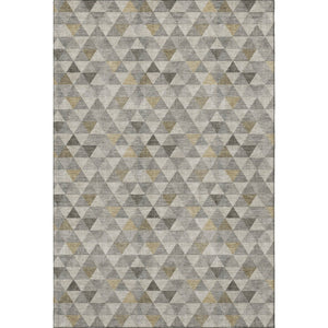 HomeRoots 5' X 8' Geometric Taupe Gold and Ivory Area Rug - Washable, Stain Resistant & UV Protected for Homes 651252