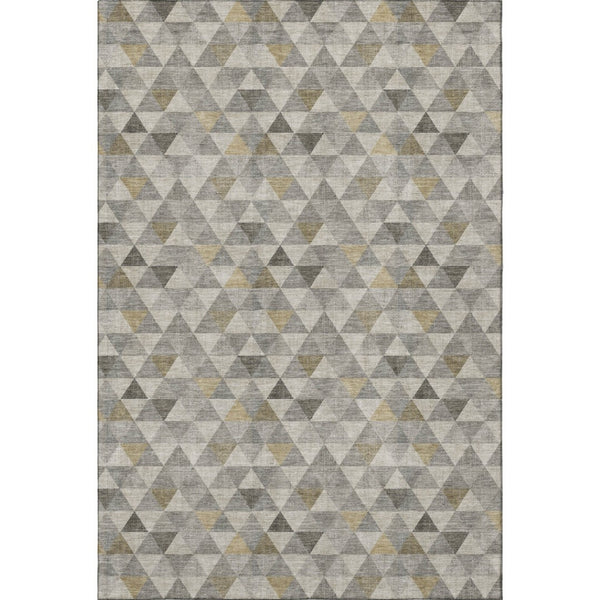 HomeRoots 5' X 8' Geometric Taupe Gold and Ivory Area Rug - Washable, Stain Resistant & UV Protected for Homes 651252