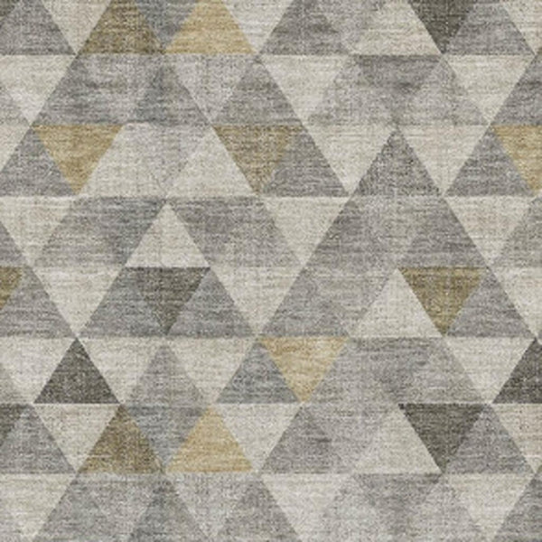 HomeRoots 8' X 10' Modern Taupe Gold Ivory Geometric Washable Rug with UV Protection for High Traffic Areas 651254