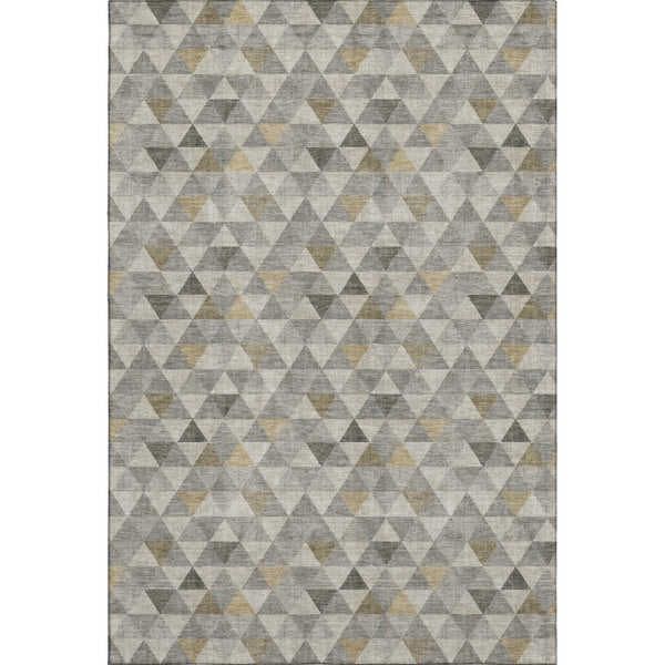 HomeRoots 8' X 10' Modern Taupe Gold Ivory Geometric Washable Rug with UV Protection for High Traffic Areas 651254