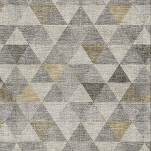 HomeRoots 8' X 10' Modern Taupe Gold Ivory Geometric Washable Rug with UV Protection for High Traffic Areas 651254