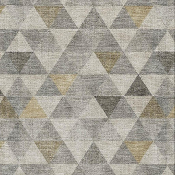 HomeRoots 8' X 10' Modern Taupe Gold Ivory Geometric Washable Rug with UV Protection for High Traffic Areas 651254