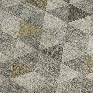 HomeRoots 8' X 10' Modern Taupe Gold Ivory Geometric Washable Rug with UV Protection for High Traffic Areas 651254