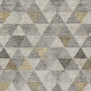 HomeRoots 9' X 12' Taupe Gold & Ivory Geometric Area Rug - Durable, Washable, UV-Protected for Modern Spaces 651255