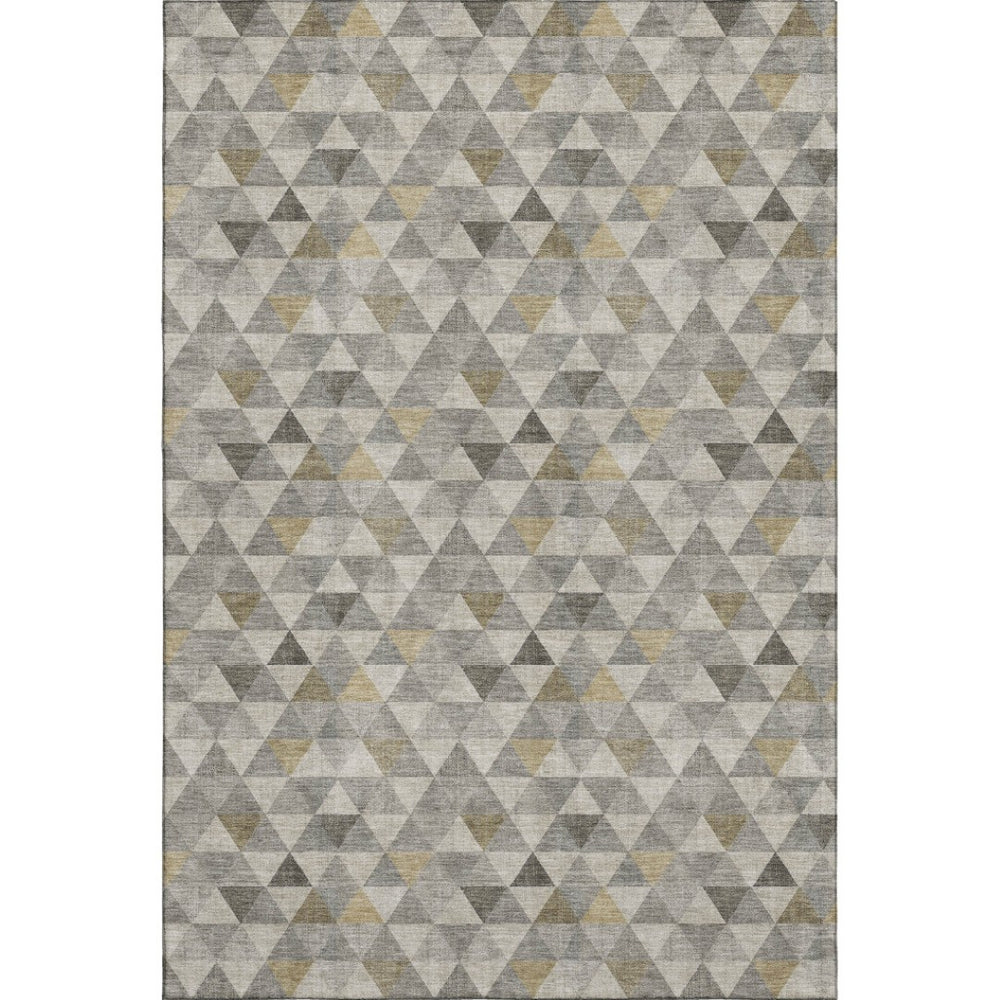 HomeRoots 10' Taupe Gold and Ivory Geometric Washable Area Rug – UV Protected, Durable, Stylish for Living Spaces 651256