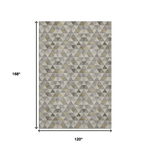 HomeRoots 10' Taupe Gold and Ivory Geometric Washable Area Rug – UV Protected, Durable, Stylish for Living Spaces 651256